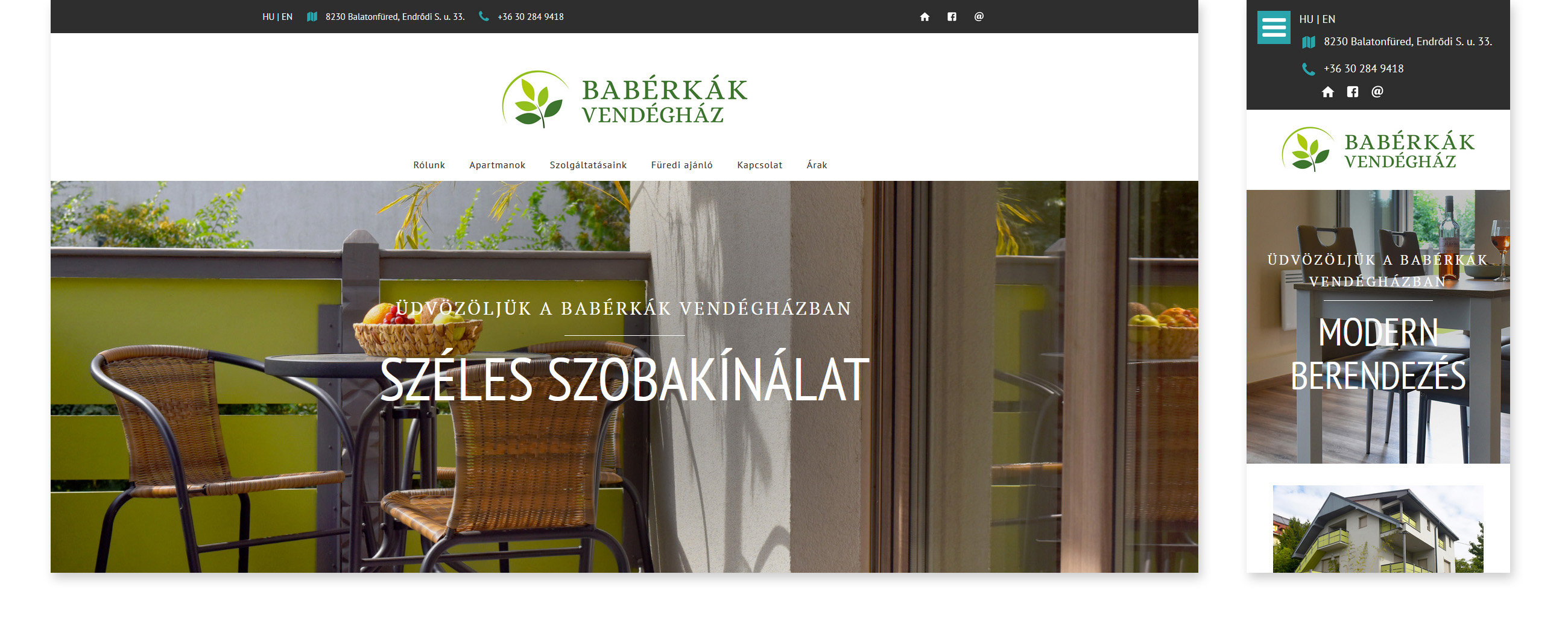 Weboldal készítés szálláshelyeknek - Babérkák Vendégház