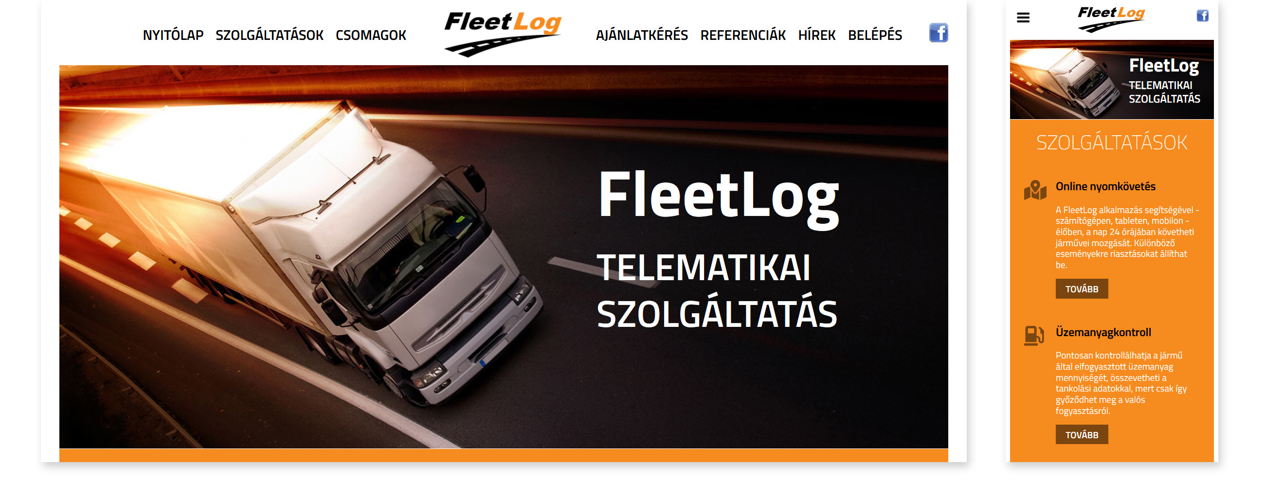 Fleetlog Telematikai szolgáltatás - honlaptervezés