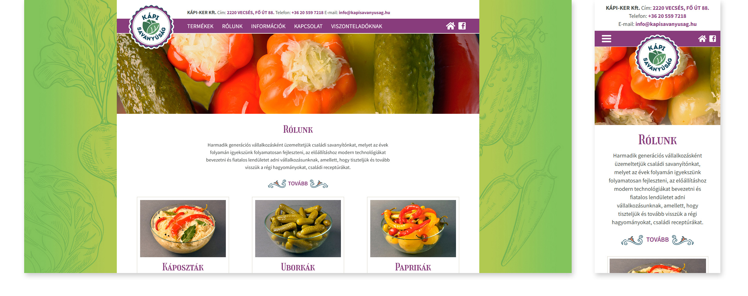 Vecsési savanyúság webáruház készítés - Kápi-Ker Kft.